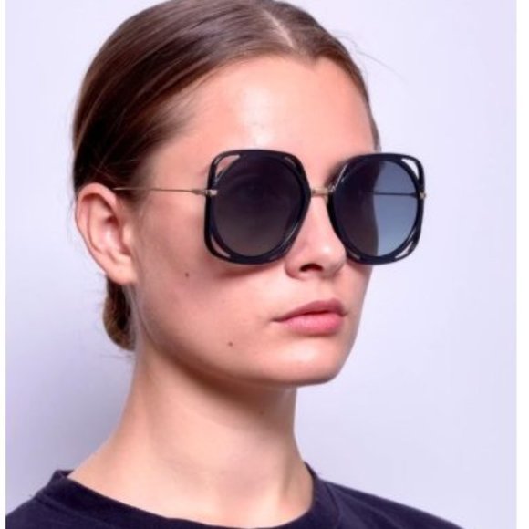 Dior Black Square Ladies 56mm Sunglasses